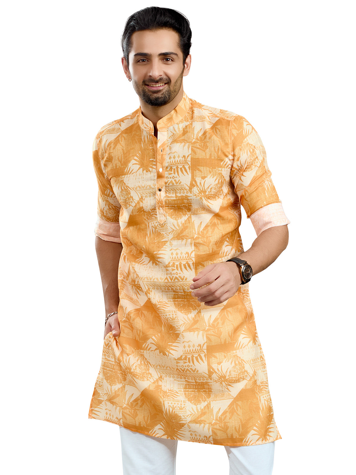 Attarctive golden printed festive kurta