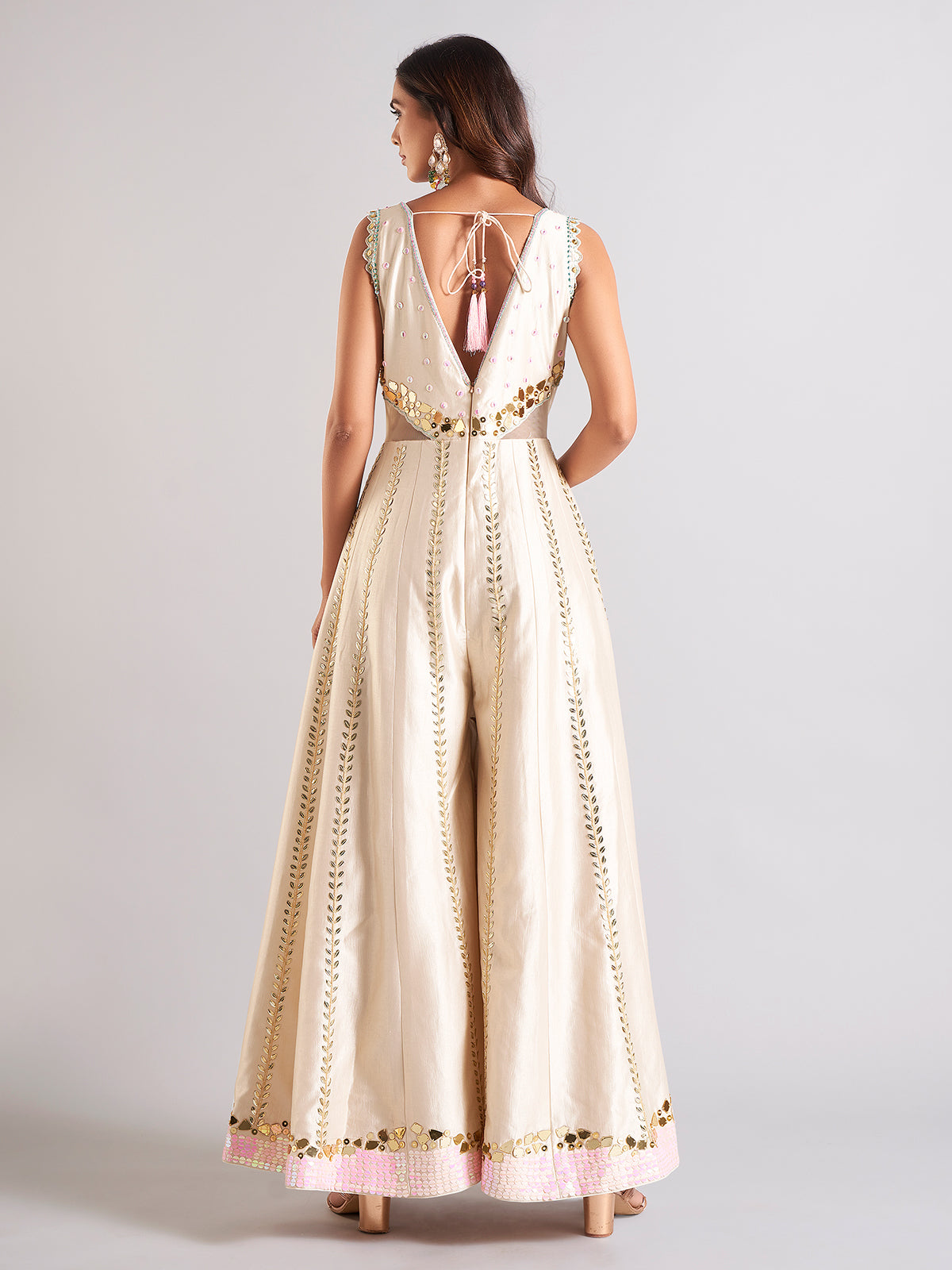 Beautiful cream silk jump suit