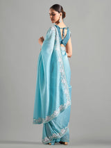 Beautiful sky blue chiffon saree