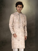 Beige chanderi silk printed kurta suit for festive wear