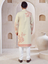 Beige cotton kurta pajama for festive wear