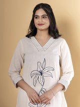 Beige cotton kurti palazzo set