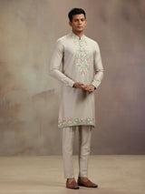 Beige festive wear banarasi silk kurta pajam