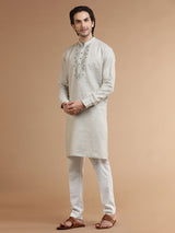 Beige linen festive kurta suit