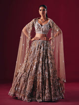Beige net designer diamond lehenga choli