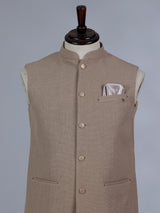 Beige plain cotton silk waistcoat