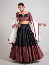 Black aabla and gota silk chaniya choli for navratri