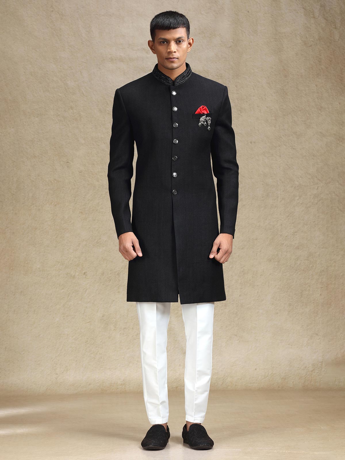 Black all time classy indo western in jute fabric