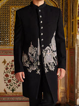 Black all time classy terry rayon indo western for men