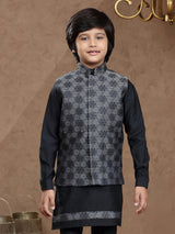 Black and white brocade wedding waistcoat set