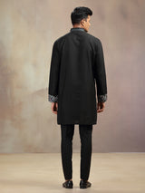 Black banarasi silk embroidery worked kurta pajama