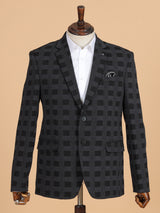 Black blazer in terry rayon in checks