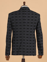 Black blazer in terry rayon in checks