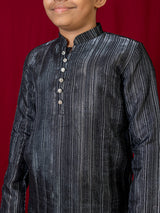 Black chiffon kurta suit for boys