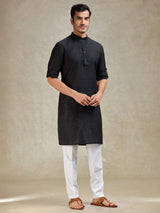 Black classic solid kurta pajama set for ethnic charm