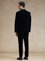 Black cocktail party wear velvet tuxedo suit