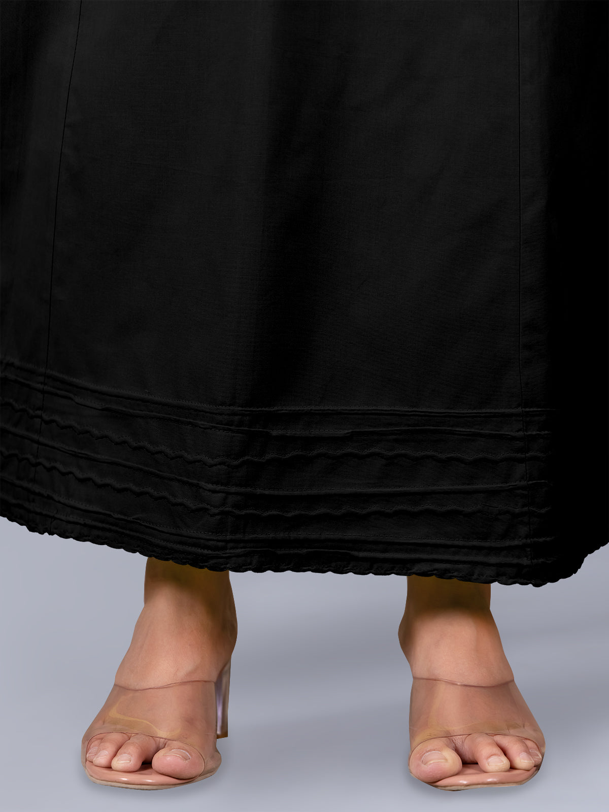 Black cotton plain saree petticoat