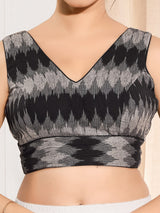 Black cotton ready made blouse in printed