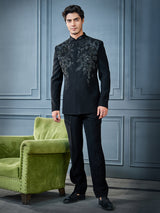 Black crystal embellished  jodh puri suit
