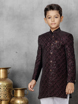 Black embroidery indowetsern in velvet