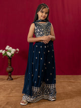 Black festive wear palazzo suit in soft georgette