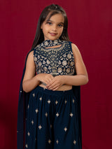 Black festive wear palazzo suit in soft georgette