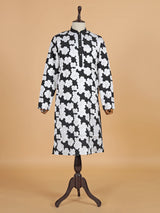 Black floral printed cotton kurta suit for festive