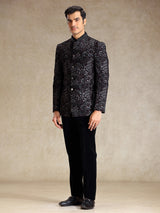 Black jodhpuri suit in multi color embroidery