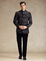 Black jodhpuri suit in multi color embroidery