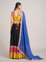 Black printed silk garba nights chaniya choli