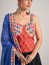 Black printed silk garba nights chaniya choli