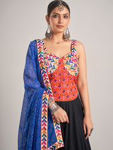 Black printed silk garba nights chaniya choli