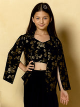 Black silk dhoti suit with zardosi accents
