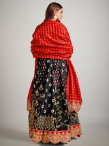 Black silk pakistani anarkali suit with dupatta