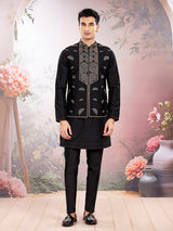 Black silk waistcoat set for reception wear