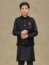Black silk waistcoat set for wedding wear