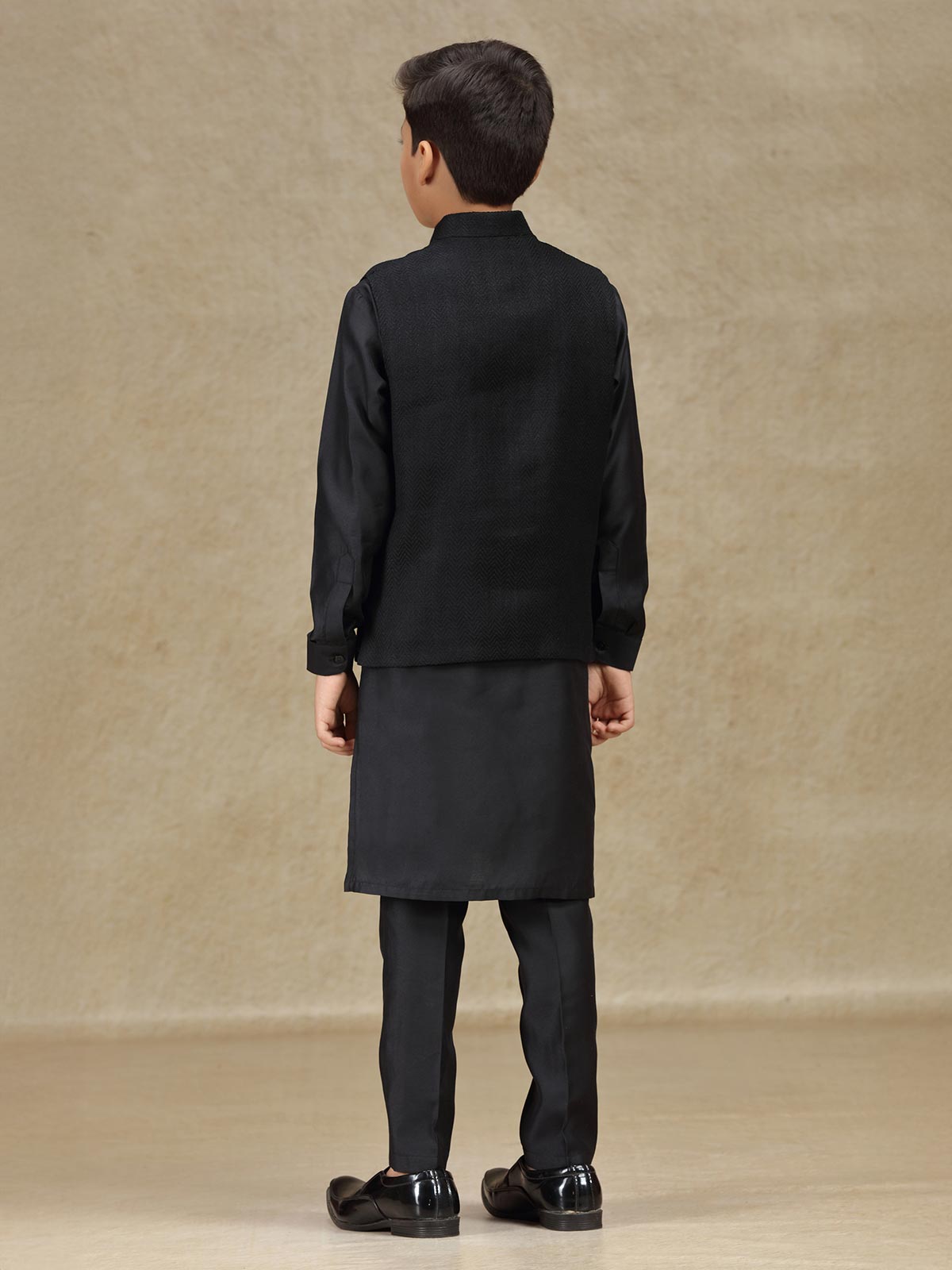 Black silk waistcoat set for wedding wear