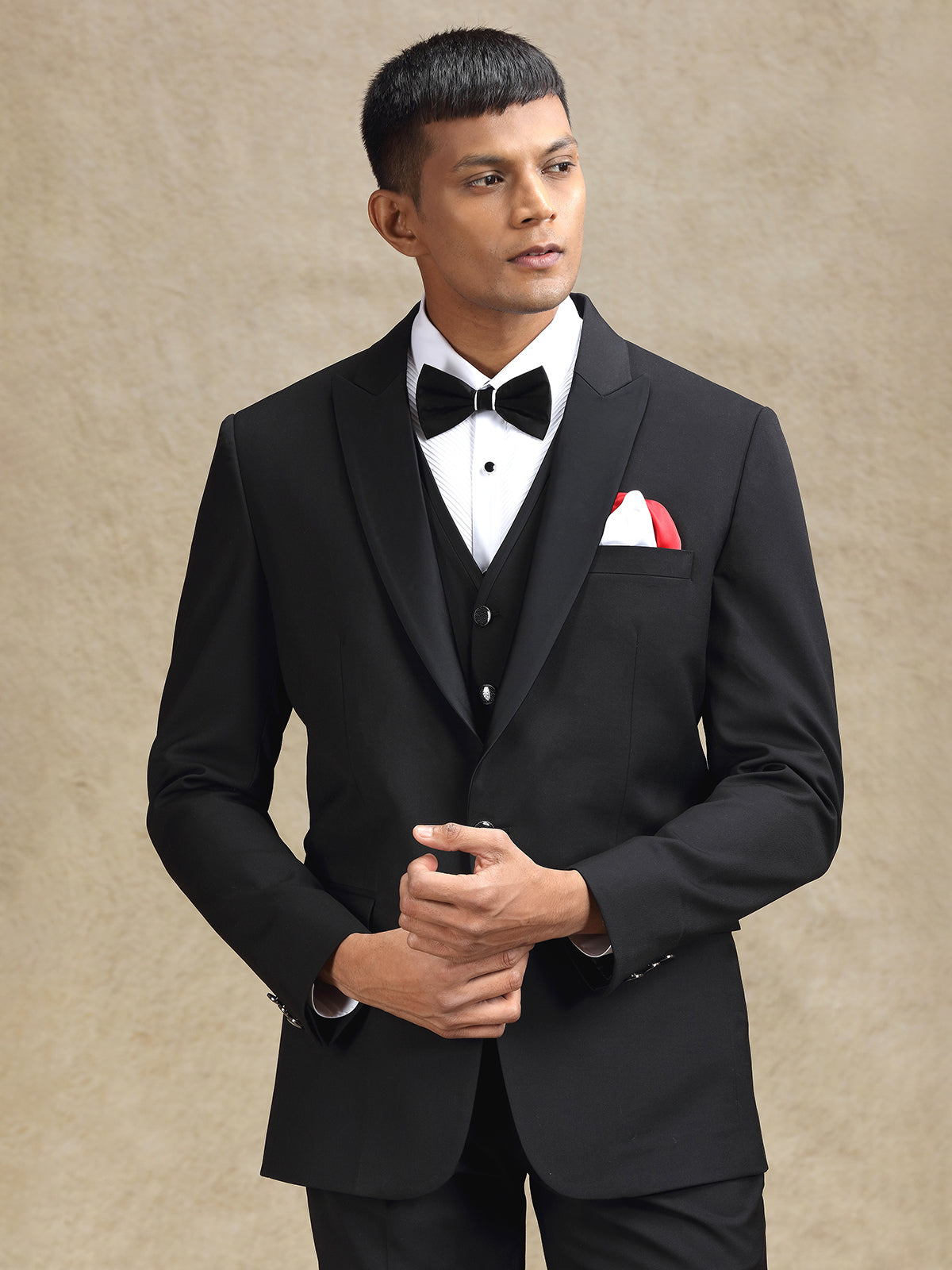 Black terry rayon coat suit for partywear