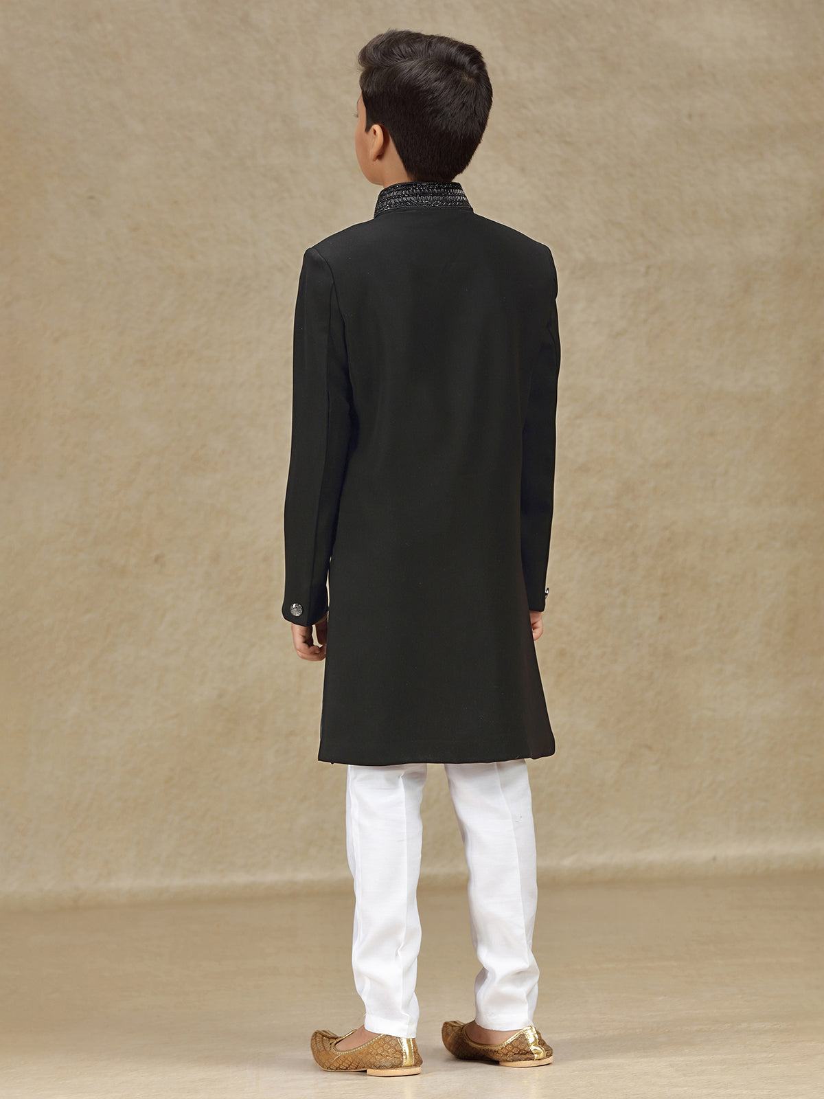 Black terry rayon indowestern for wedding wear
