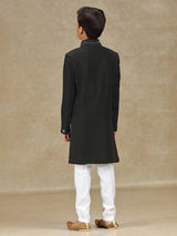 Black terry rayon indowestern for wedding wear
