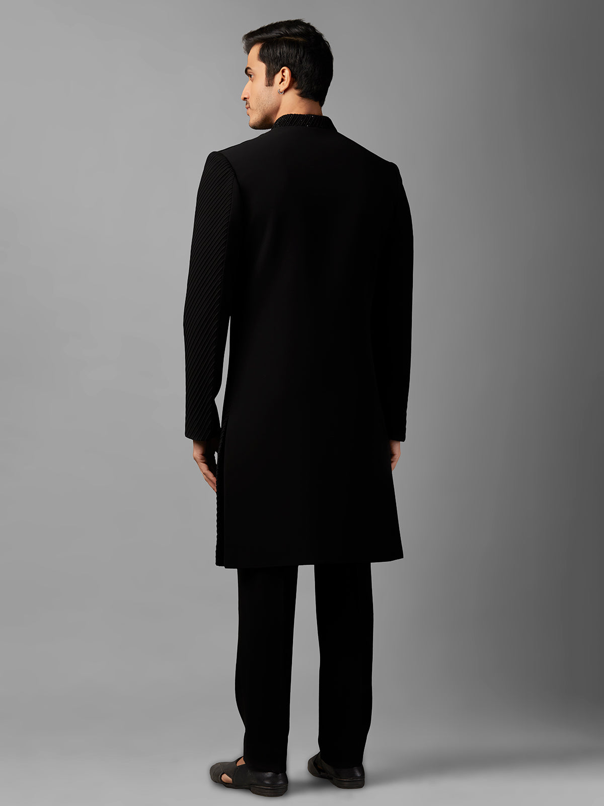 Black terry rayon texture indowestern