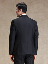Black textured terry rayon blazer for special events