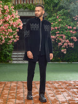 Black velvet zipper indo western ensemble