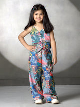 Blue printed co ord set in crepe