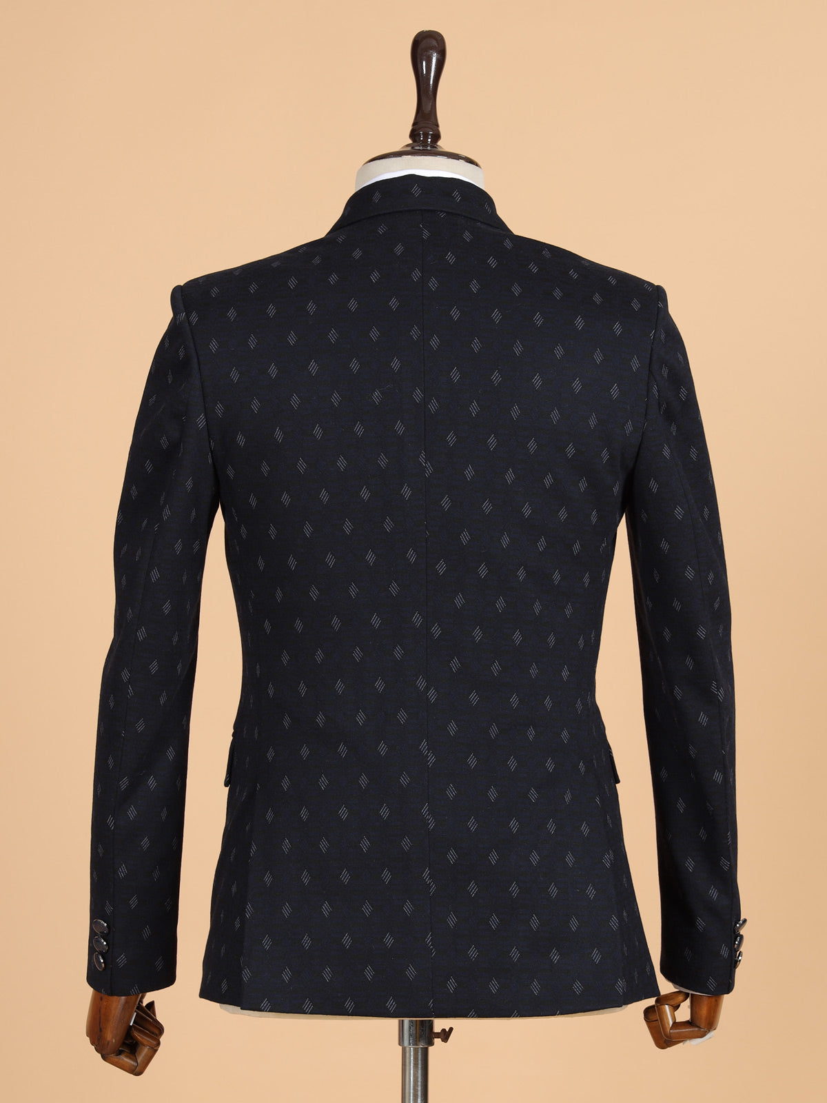 Blue printed terry rayon blazer for men