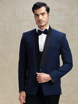 Blue terry rayon partywear tuxedo suit