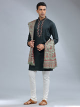 Bottle green cotton silk kurta pajama
