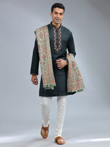 Bottle green cotton silk kurta pajama