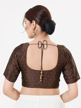 Brown tafeta silk zari embellished blouse