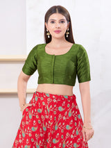 Charming mehendi green dupion silk festive blouse